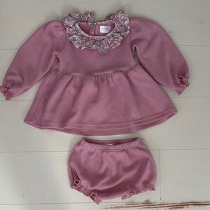 Pink Kids Matching Set with Floral Collar